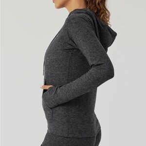 Outdoor Voices Cloudknit Lightweight Hoodie Sweatshirt in Charcoal